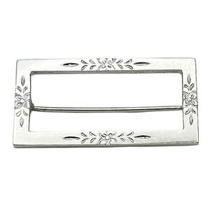 Vintage Antique Marked Sterling Silver Engraved Floral Motif Rectangular Brooch